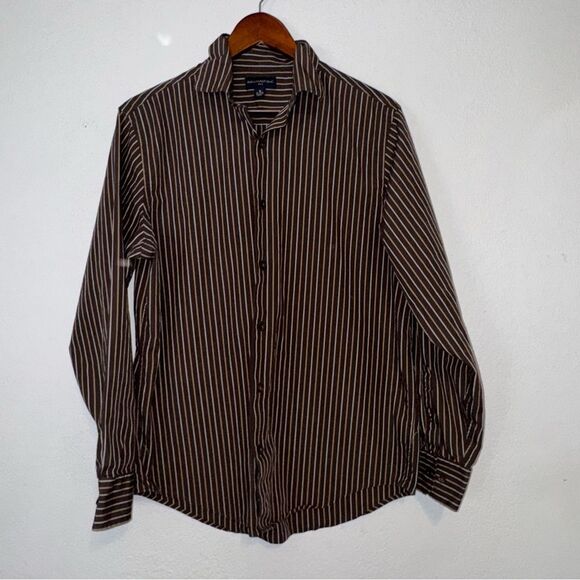 Men' Banana Republic Brown Striped Button Down Shirt - Picture 2 of 7